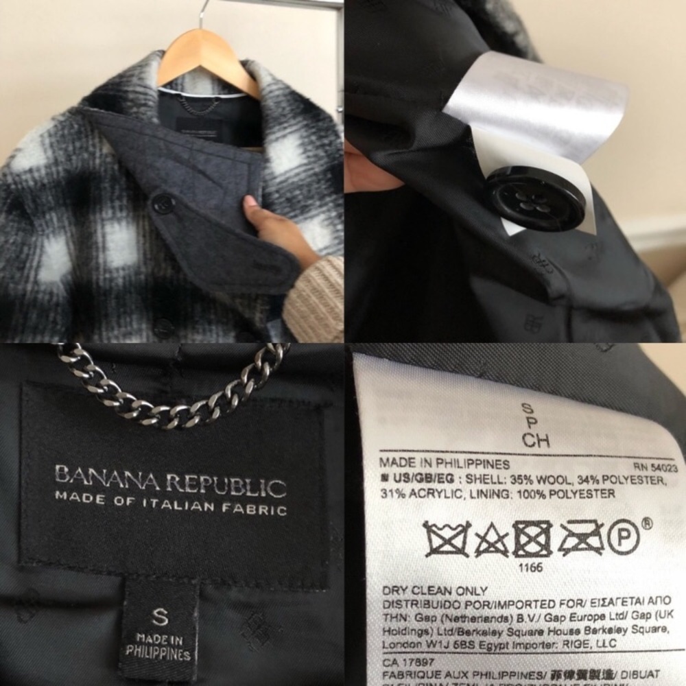 Banana Republic Italian Gingham Woolblend Coat S - Picture 7 of 8